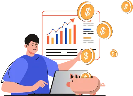 The man points to the graph