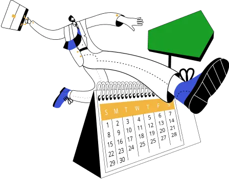 Calendar and person
